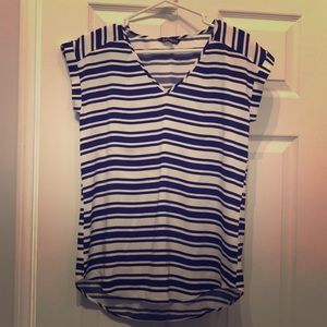 Express Blue and White Striped V-neck